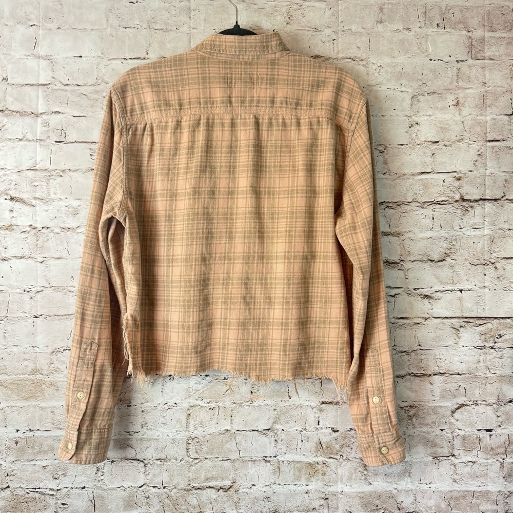 Current / Elliott Size 3 The Mell Shirt Painter Plaid Long Sleeve Large Brown L - Picture 3 of 12
